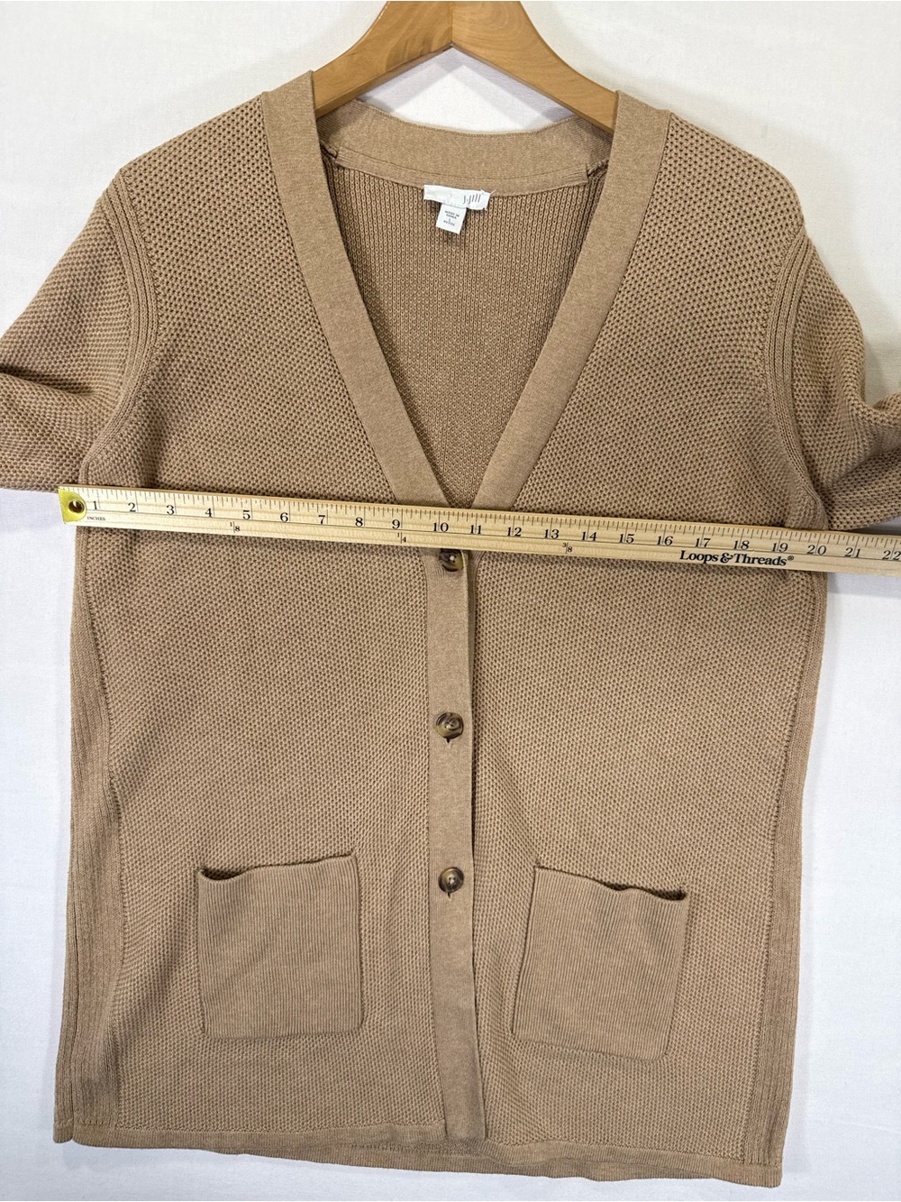 J. Jill Tan Button-Front V-Neck Cardigan - Picture 7 of 11